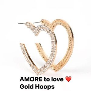 Paparazzi Gold Heart Crystal Hoops